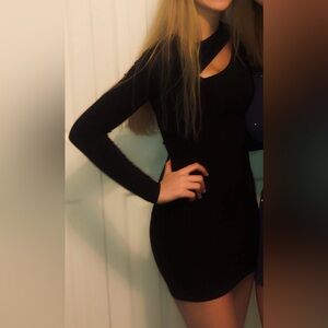 PrettyLittleThing Chic Black Long Sleeve Dress